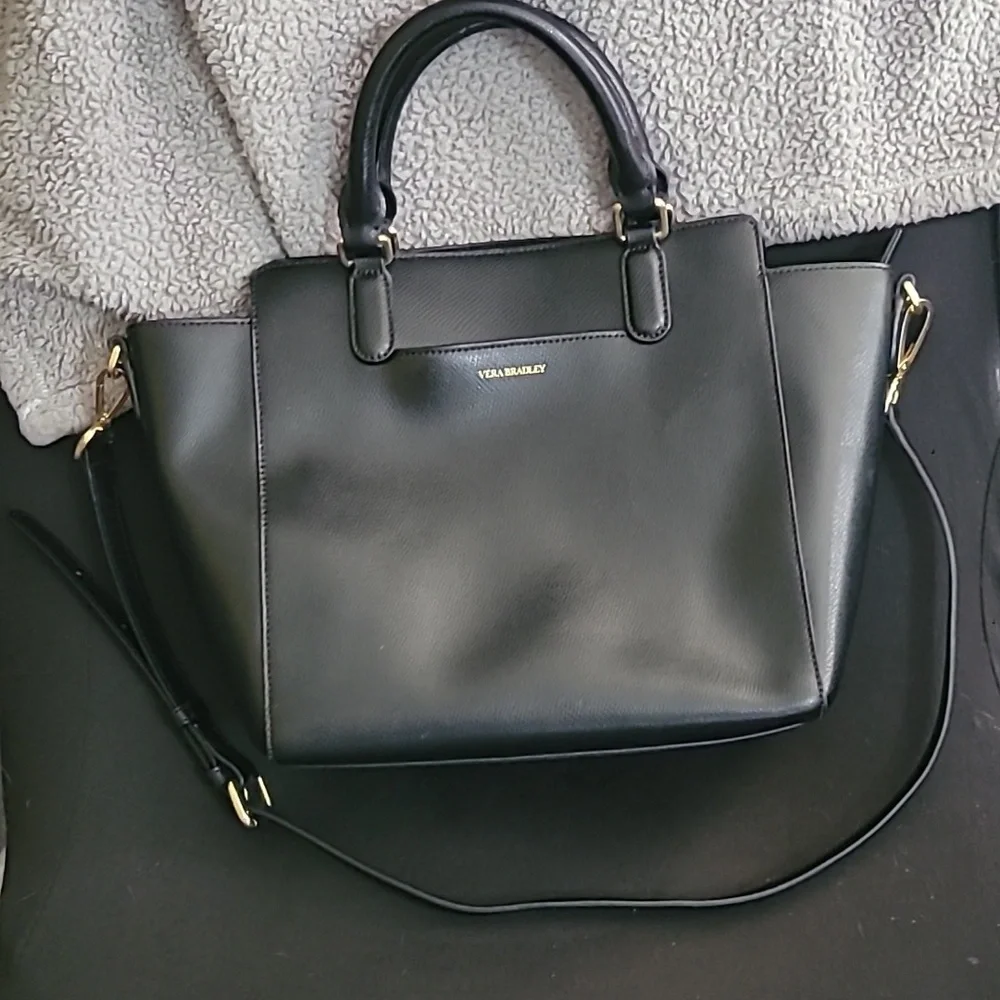 Vera Bradley Black Morgan Satchel Tote Crossbody Bag Purse